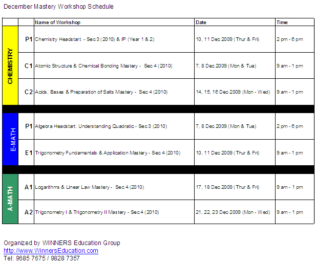 O-level-December-Holiday-Programme-Schedule